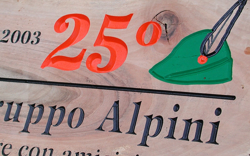 Cartello in legno per Associazione (particolare)